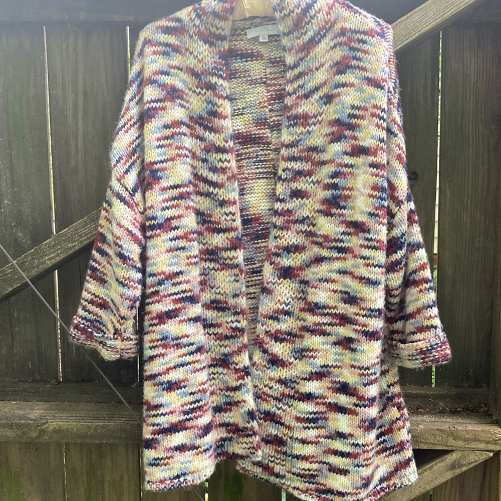 New Directions colorful open cardigan